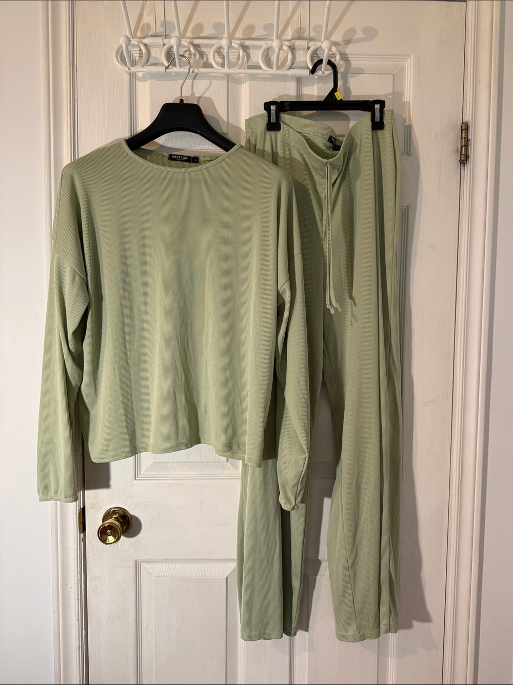 Nasty Gal Sage Green Long-Sleeve Lounge Top & Pants